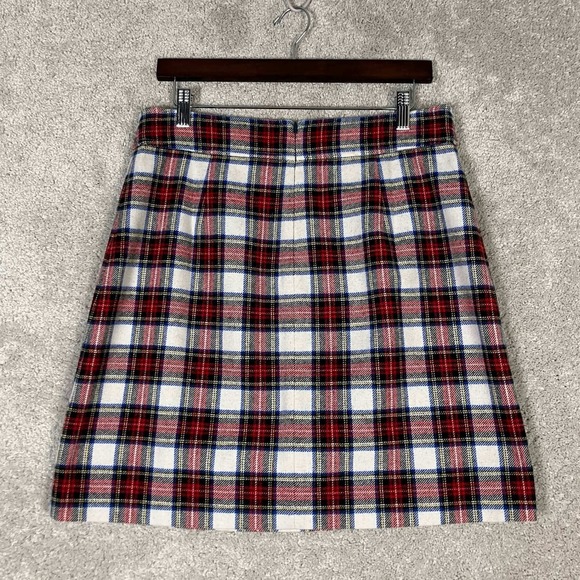 J. Crew Dresses & Skirts - J. Crew Red White Blue Plaid Wool Blend Mini Skirt Size 12
